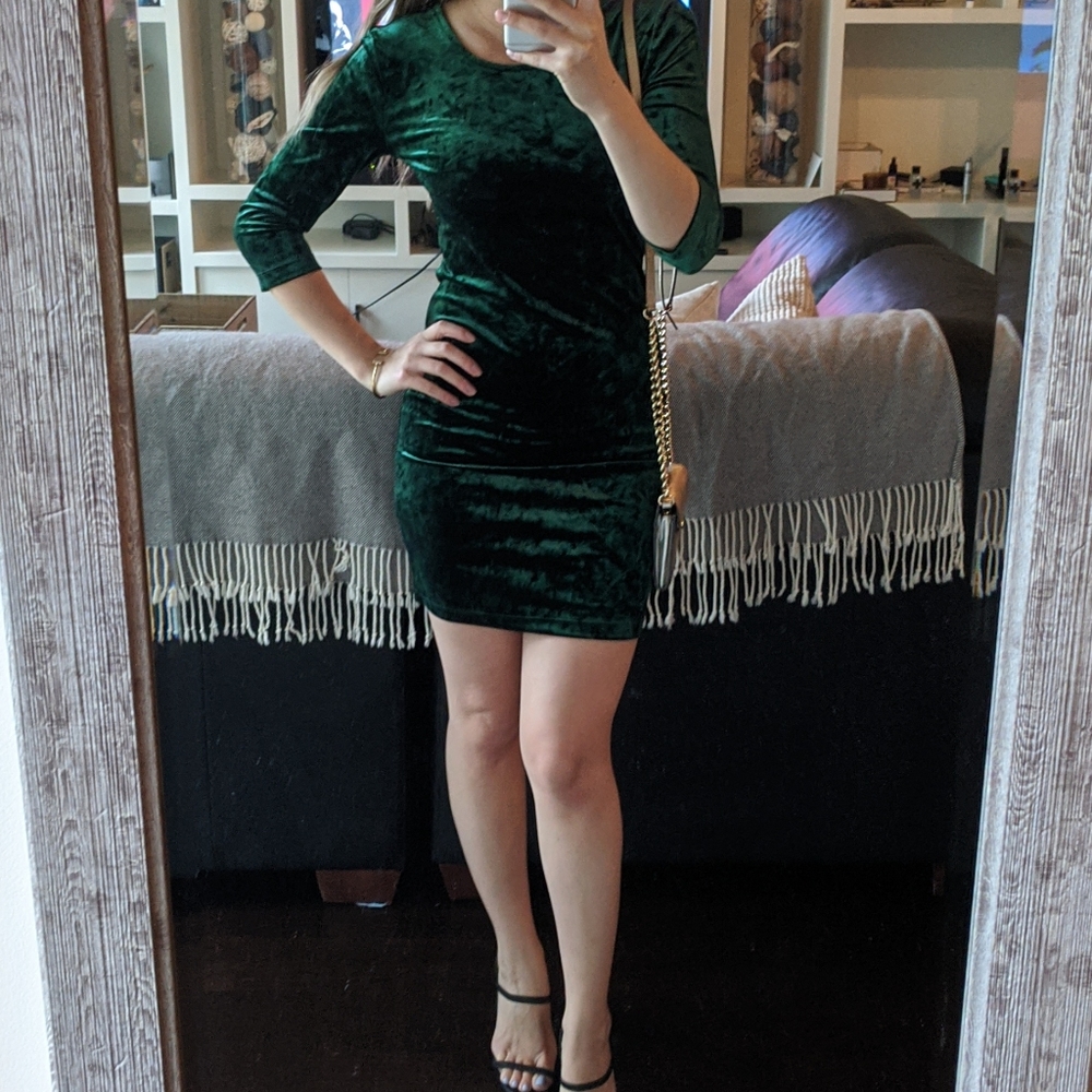 Velvet Green Mini Dress